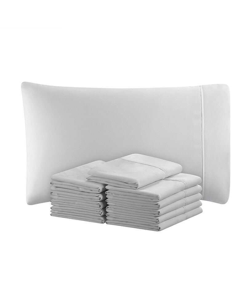 Arkwright Home arkwright Bulk White Microfiber Pillowcases - (12 Pack) Pillow Cover Bedding Essentials Supplies for Hosts of Hotel, Motel, or Rental Properties, Queen/Standard