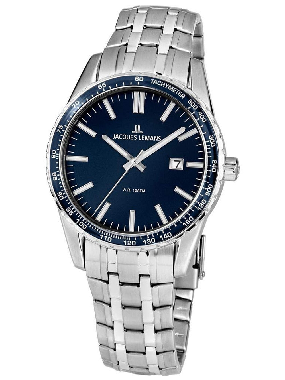 Мужские наручные часы с серебряным браслетом Jacques Lemans 1-2022I Liverpool Mens 44mm 10ATM