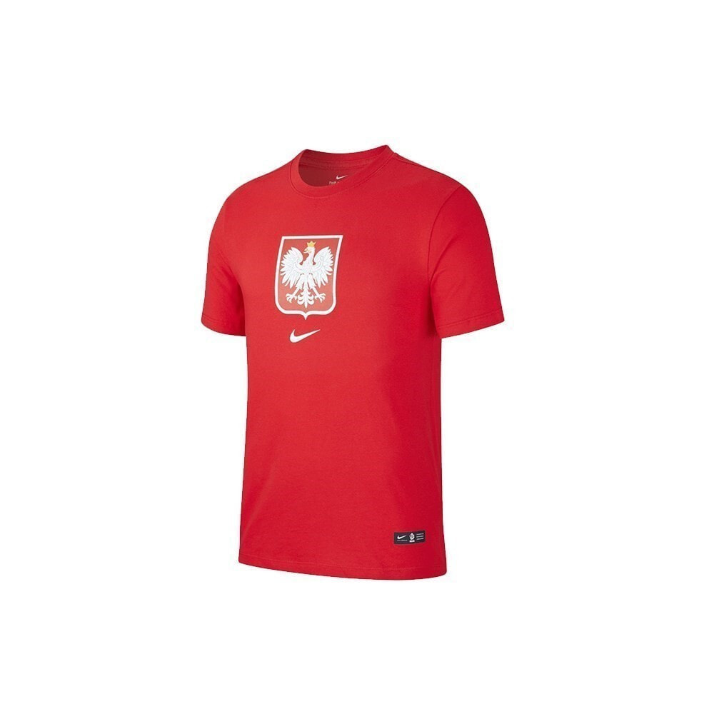 Мужская футболка спортивная  красная с гербом на груди Nike Poland Tee Evergreen Crest Euro 2020