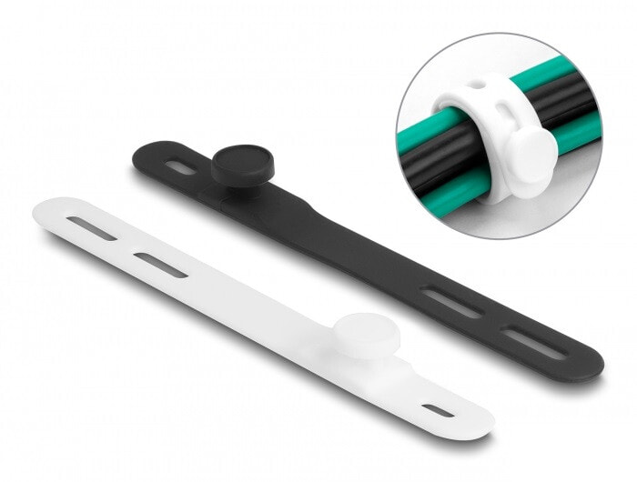 Delock 19005 - Releasable cable tie - Silicone - Black - White - 118 mm - 12 mm - 10 pc(s)