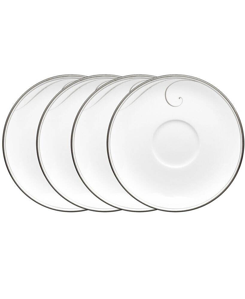 Noritake platinum Wave Set of 4 Saucers, Service For 4