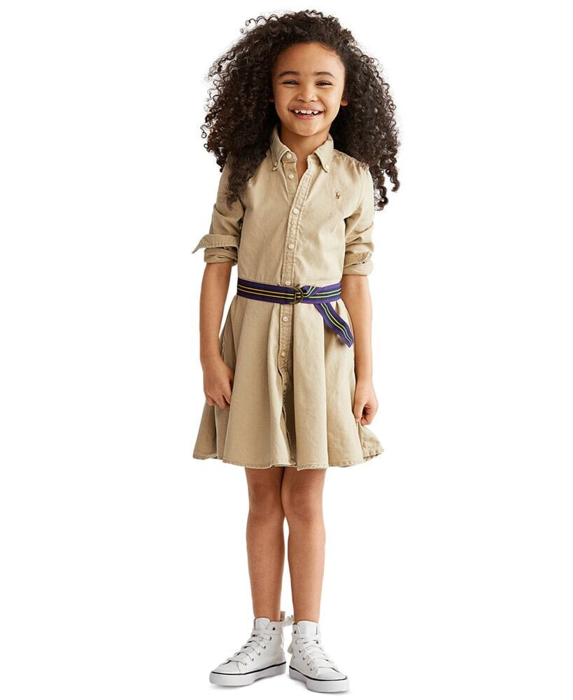 Polo Ralph Lauren toddler and Little Girls Belted Chino Cotton Shirtdress