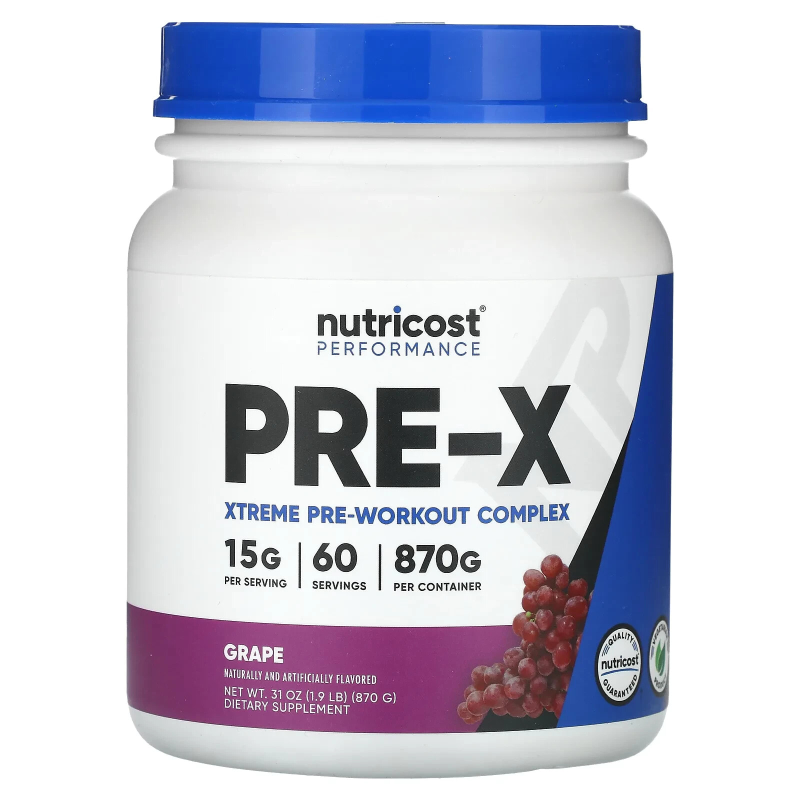 Nutricost, Performance, Pre-X, Grape, 1.9 lb (870 g)