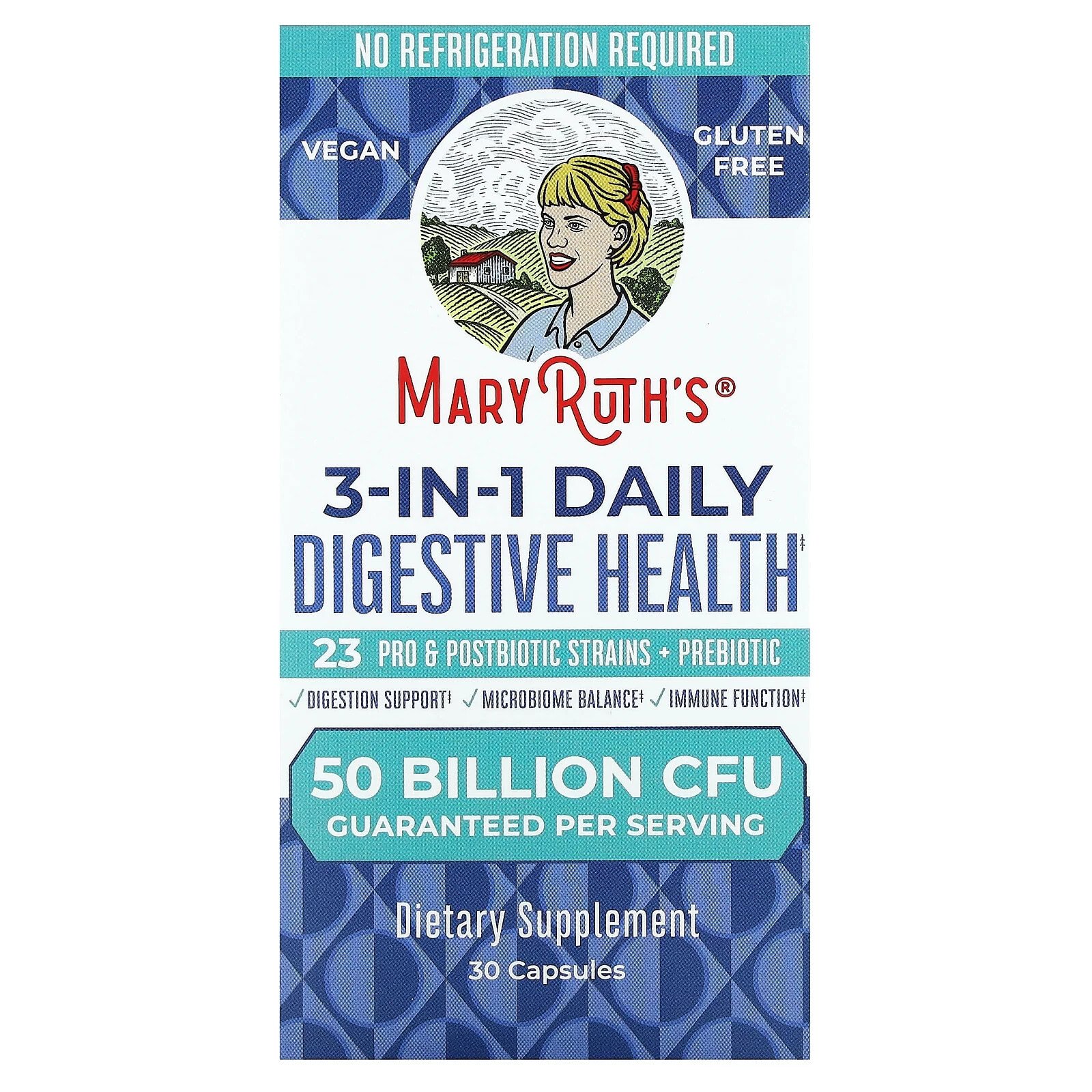 3-In-1 Daily Digestive Health, 50 Billion CFU, 30 Capsules