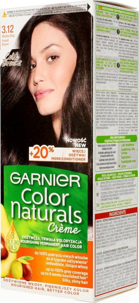 Garnier Color Naturals Cream 3.12 Крем-краска для волос с маслом авокадо, оттенок ледяной темный шатен