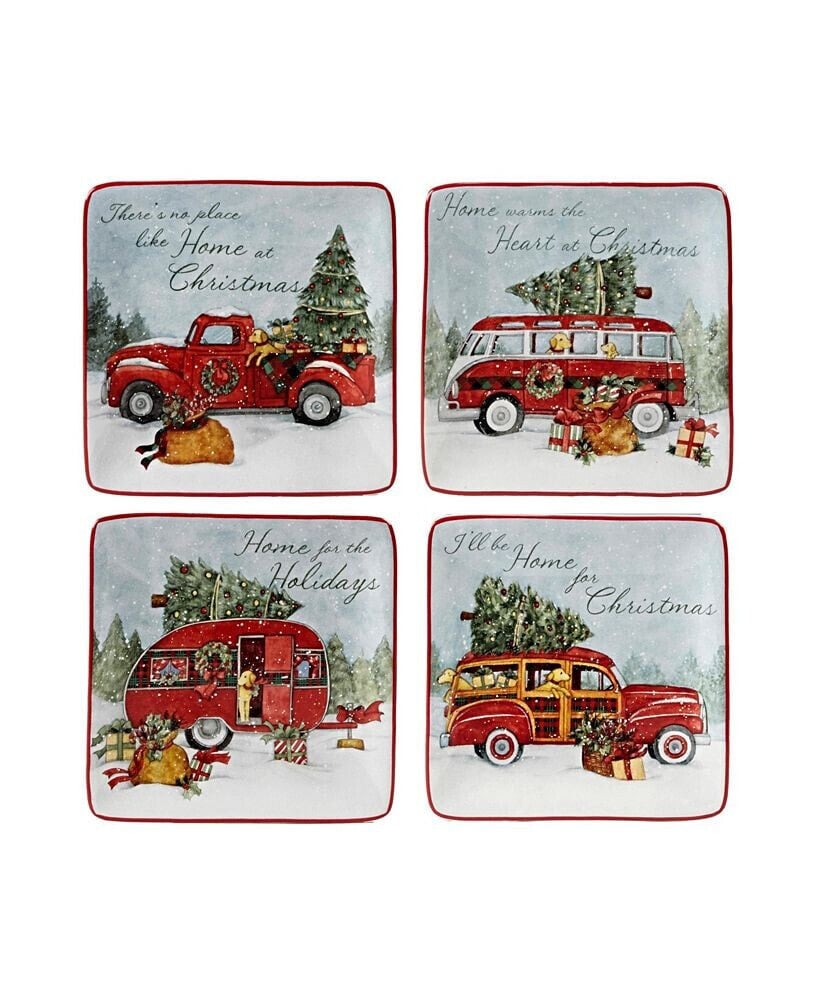 Certified International home for Christmas 4-Pc. Canape Plate asst.