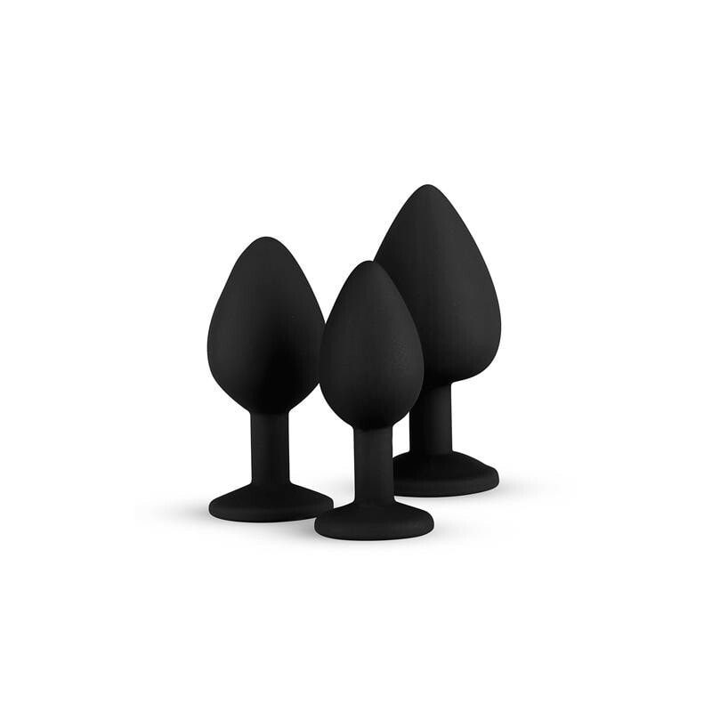 Плаг или анальная пробка EasyToys Pack 3 Butt Plug  with Crystal Silicone Black