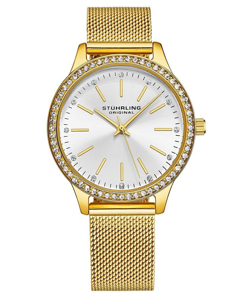 Stuhrling women's Legacy Gold Stainless Steel, Silver-Tone Dial, 41mm Round Watch