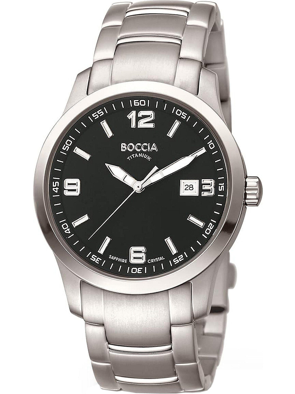 Мужские наручные часы с серебряным браслетом Boccia 3626-03 mens watch titanium 38mm 10ATM