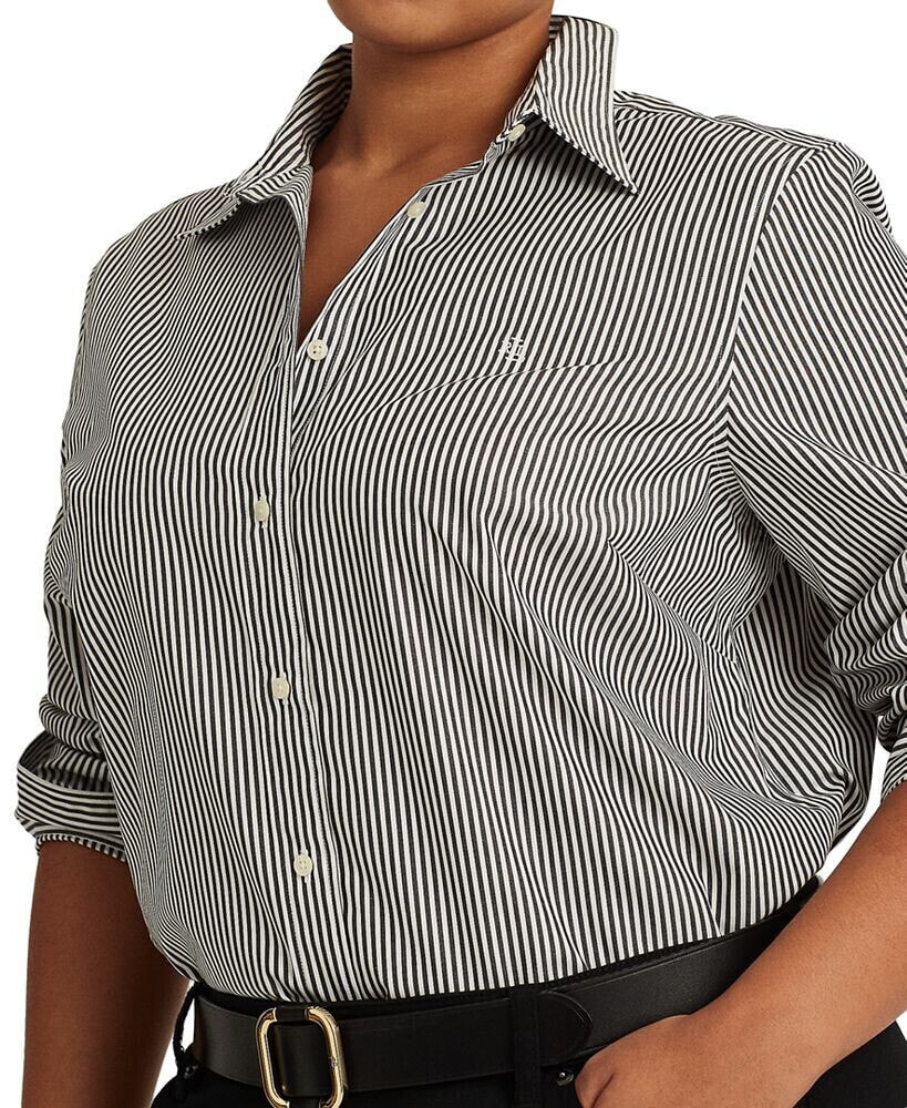 Plus-Size Striped Easy Care Cotton Shirt 2X купить от 13408 рублей
