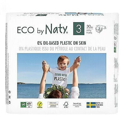 Eco by Naty 6pk Premium Disposable Diapers for Sensitive Skin - Size 3 (180ct)