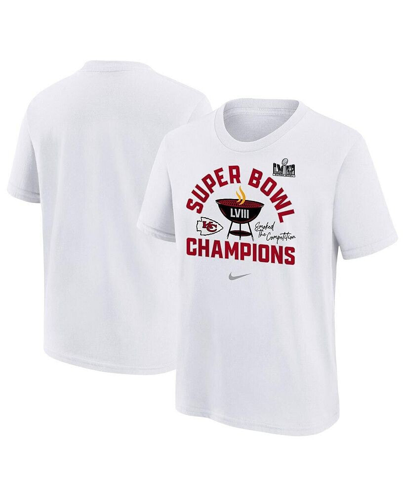 Nike big Boys White Kansas City Chiefs Super Bowl LVIII Champions Local T-shirt