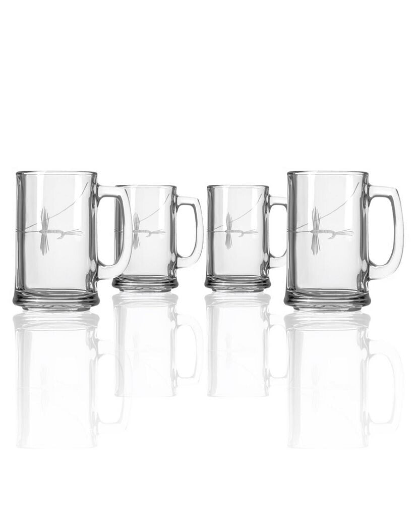Rolf Glass fly Fishing Beer Mug 16Oz- Set Of 4 Glasses
