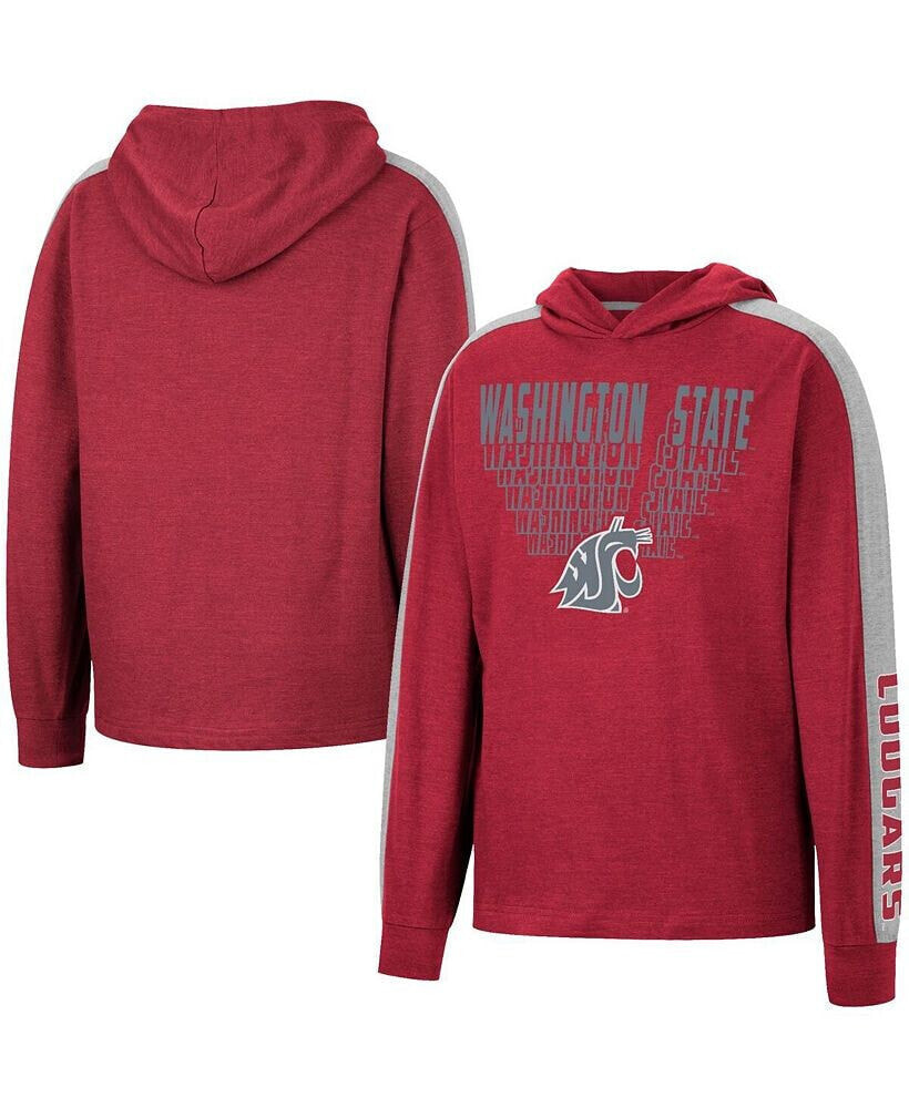Colosseum big Boys Heathered Crimson Washington State Cougars Wind Changes Raglan Hoodie T-shirt