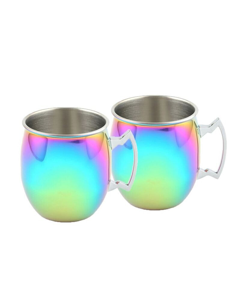 Cambridge 2 Pack of Rainbow Moscow Mule Mugs, 20 Oz