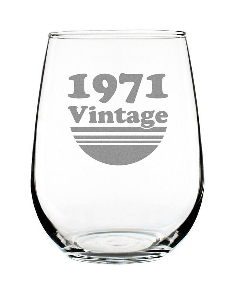 Bevvee vintage-Like 1971 52nd Birthday Gifts Stem Less Wine Glass, 17 oz