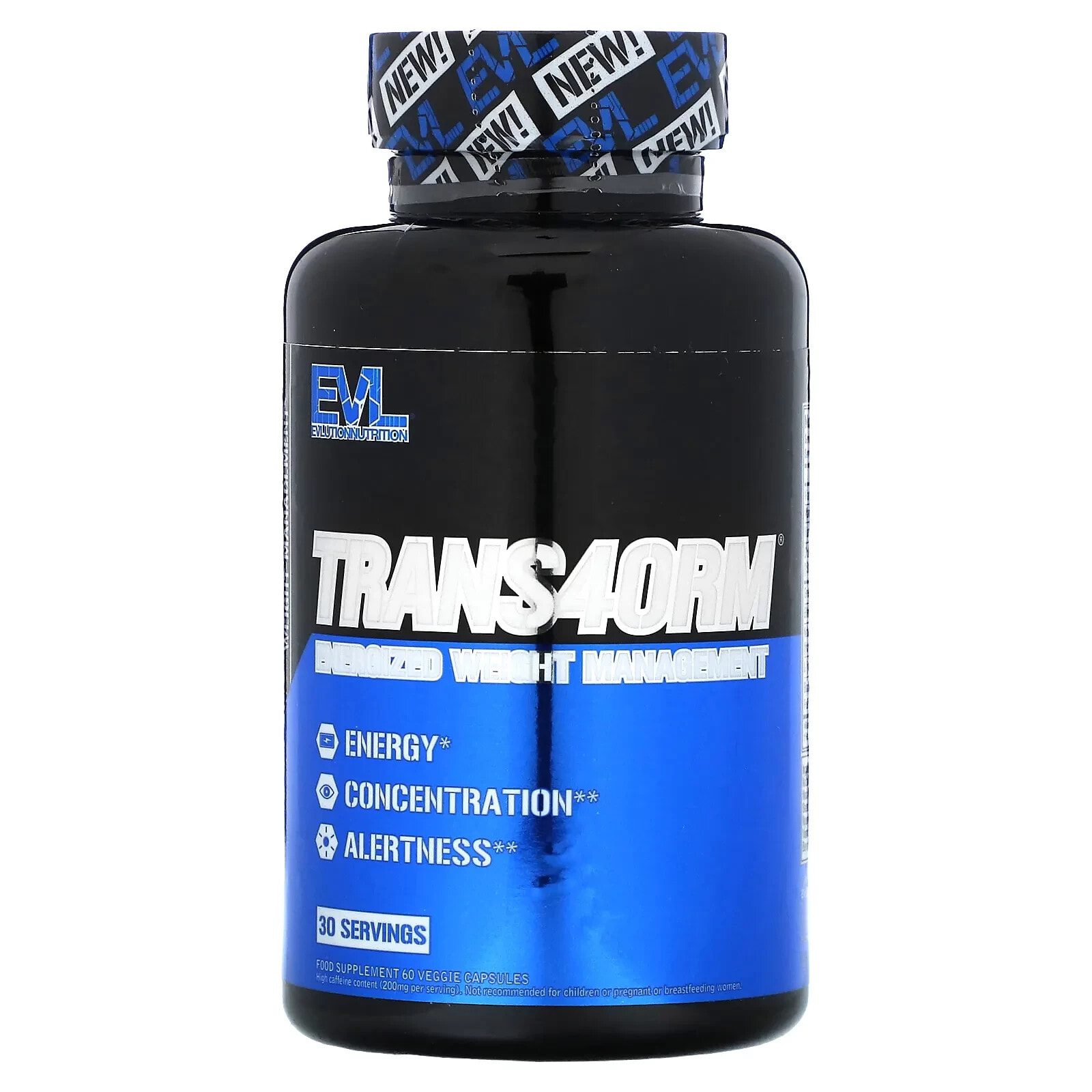 EVLution Nutrition, Trans4orm, Energized Weight Management, 60 Veggie Capsules