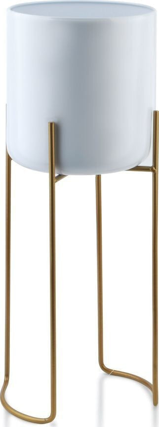 Горшок или подставка для цветов Mondex Osłonka metalowa na stojaku SWEN 20x54cm biała/złota