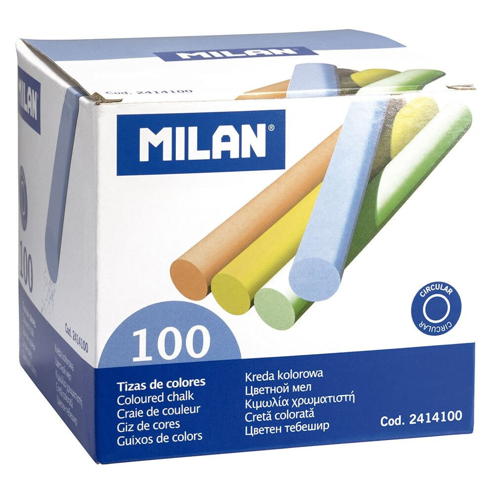 MILAN Box 100 Calcium Sulphate Coloured Chalks
