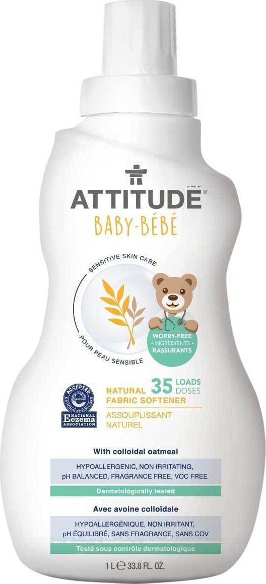 Płyn do płukania Attitude Attitude, Sensitive Skin Baby, Delikatny płyn zmiękczający do płukania tkanin dziecięcych, 1L