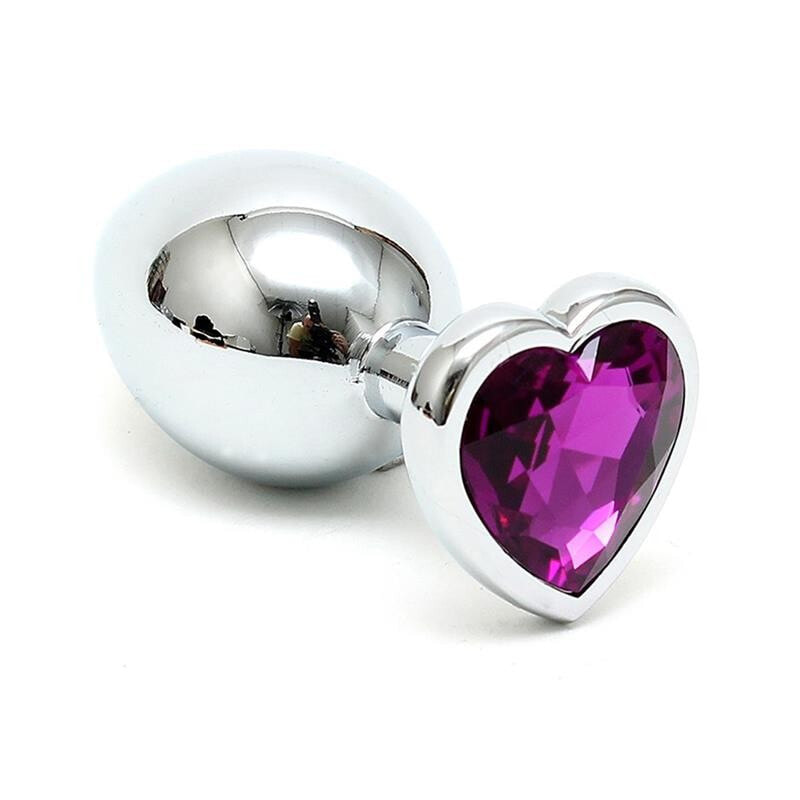 Плаг или анальная пробка BONDAGE PLAY Butt Plug Plated Steel Crystal Heart Purple