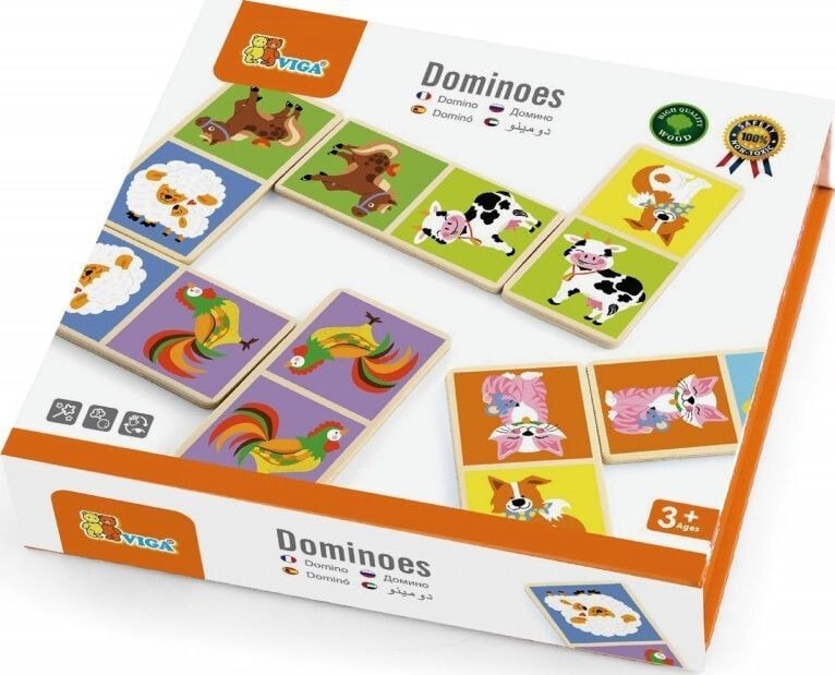 Viga Wooden game Domino Farma Viga Toys 28 pieces