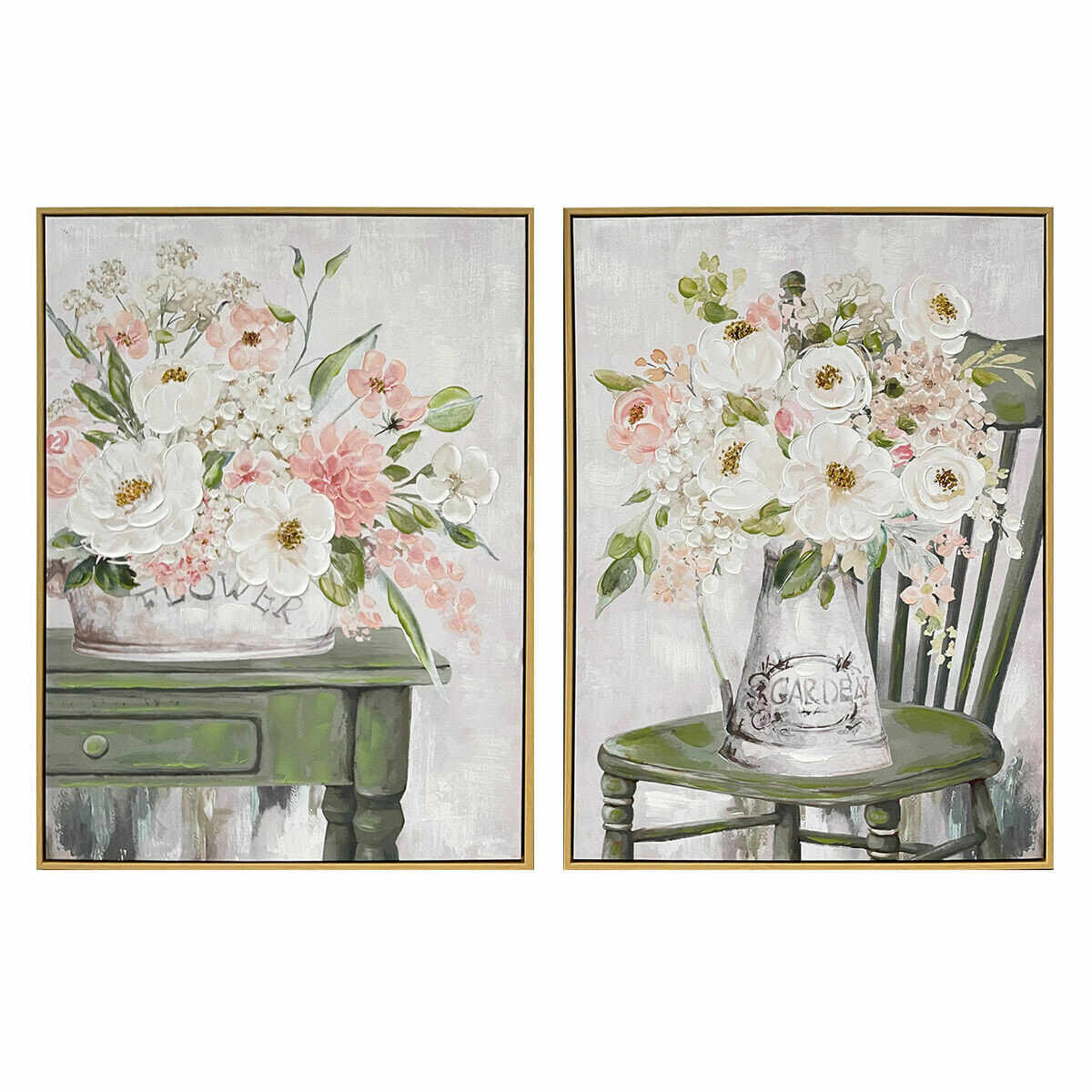 Painting DKD Home Decor Shabby Chic Vase 60 x 3,5 x 80 cm (2 Units)