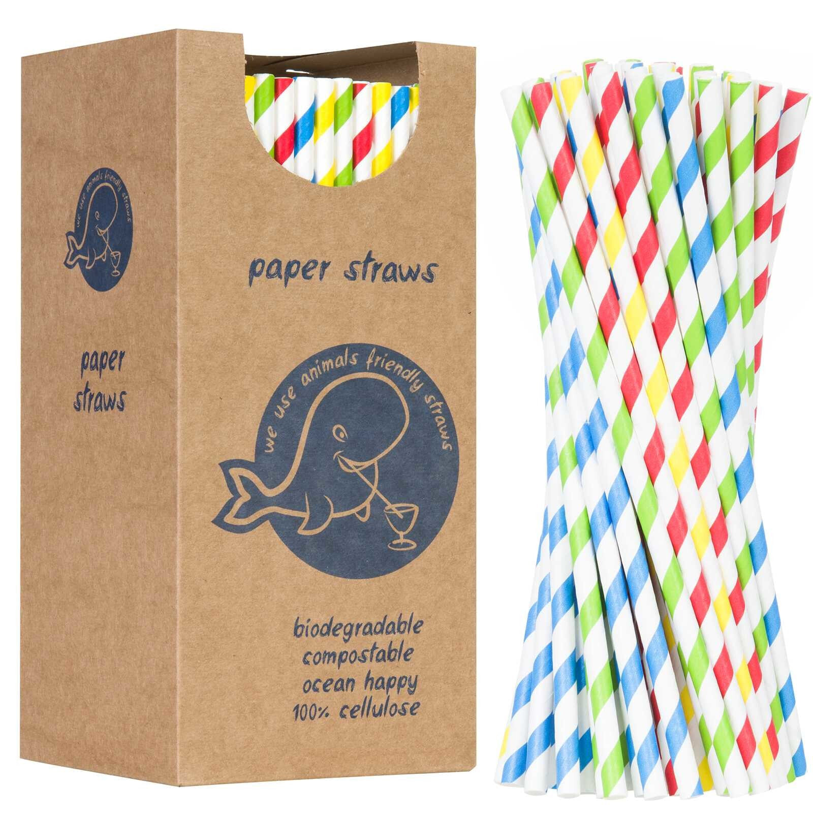 Paper straws BIO ecological PAPER STRAWS 6 / 205mm - mix 250 pcs.