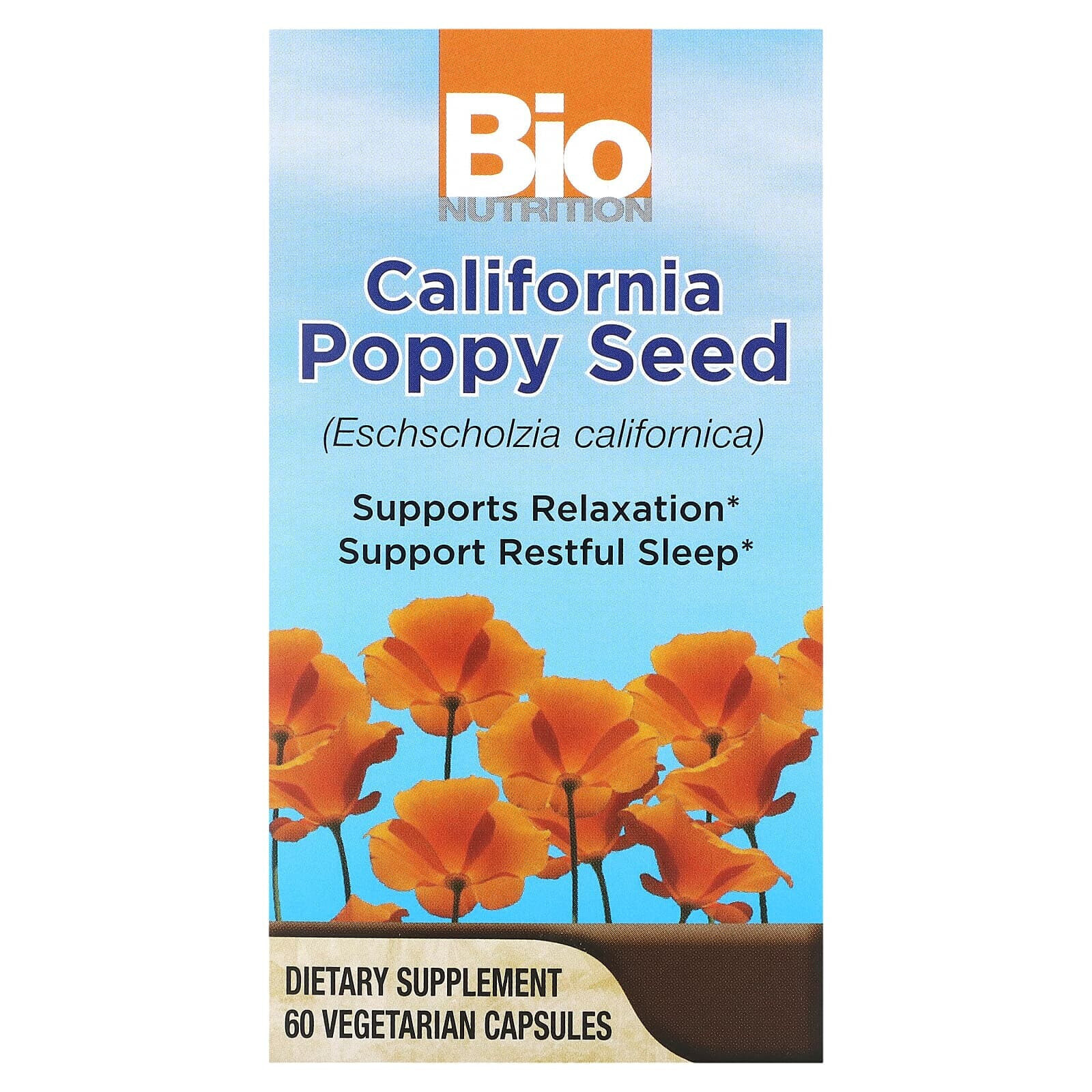 Bio Nutrition, Калифорнийский мак, 60 вегетарианских капсул — купить  недорого с доставкой, 16770644