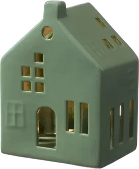 Dekoaufsteller, Haus mit LED, grün (14 cm), 1 St