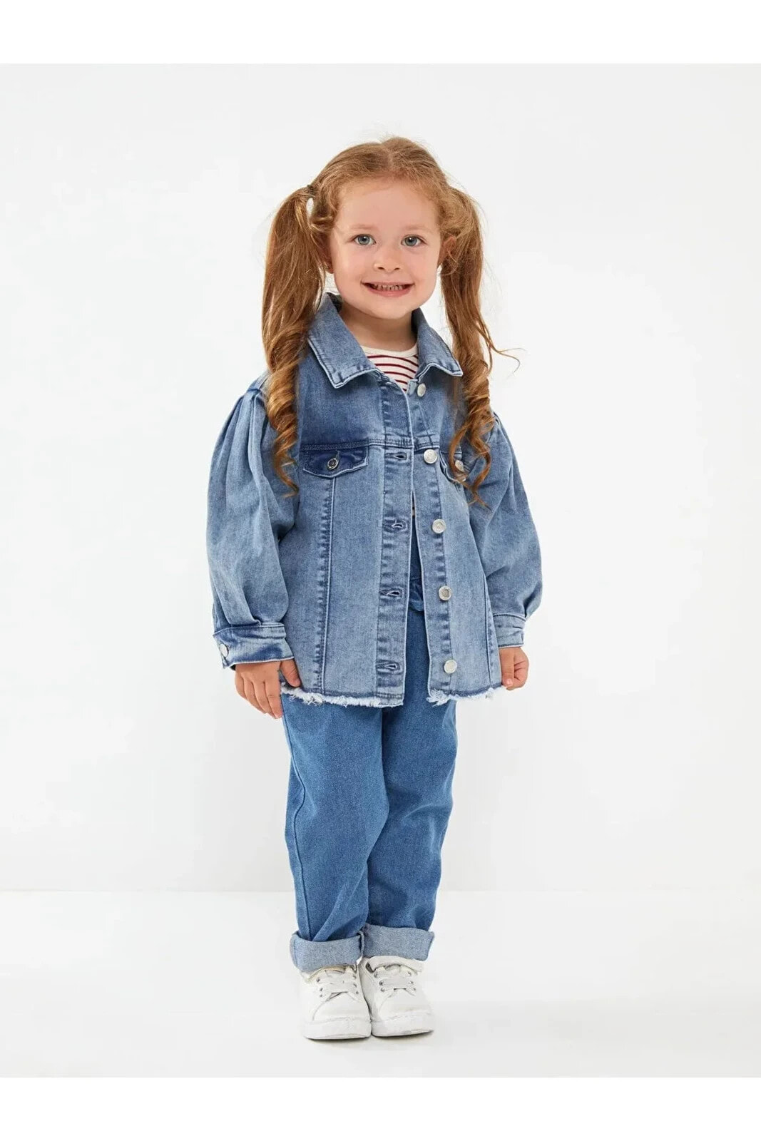 Uzun Kollu Basic Kız Bebek Jean Ceket
