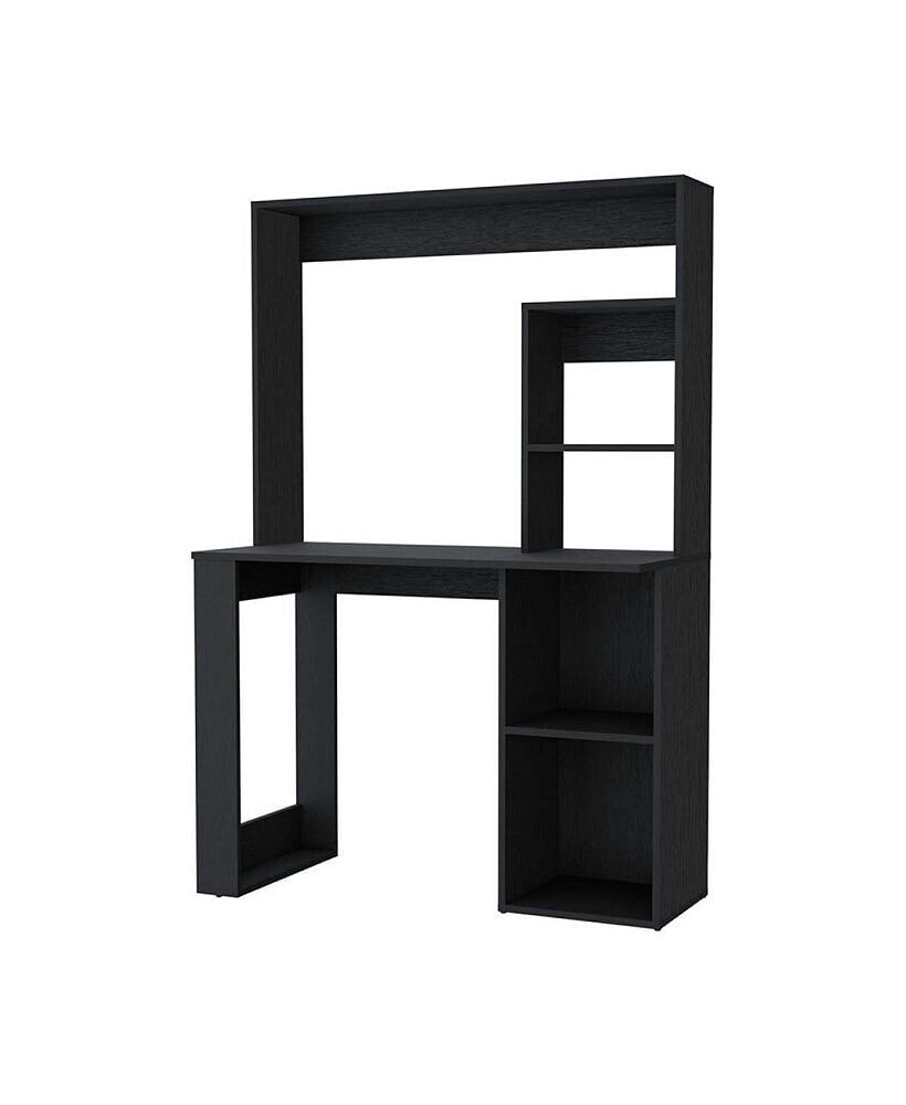 Simplie Fun palisades Computer Desk with Hutch and Storage Shelves Black