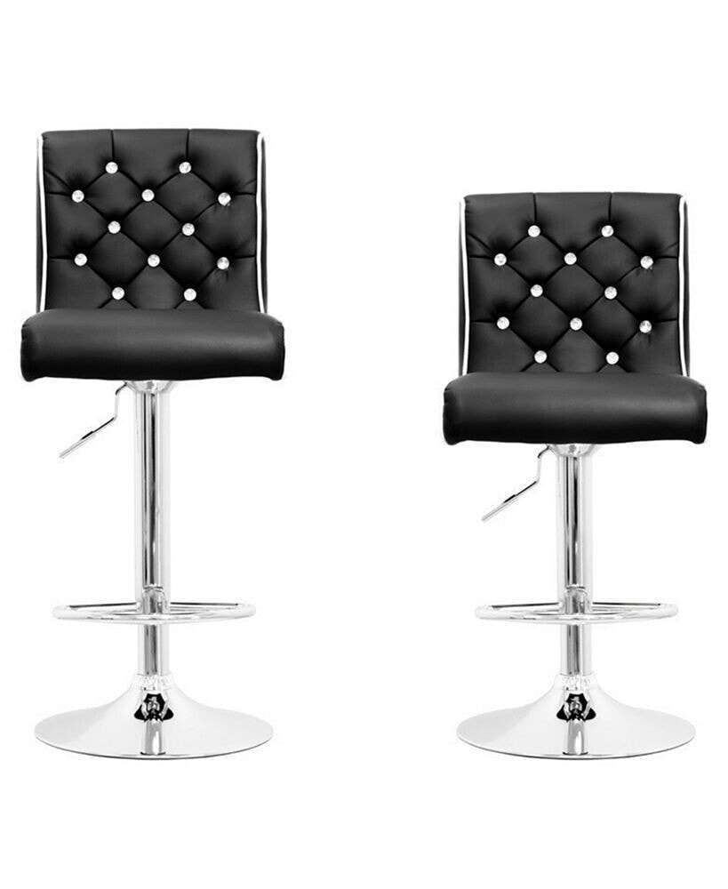 Kimberly Modern Swivel Bar Stool with Crystals, Set of 2