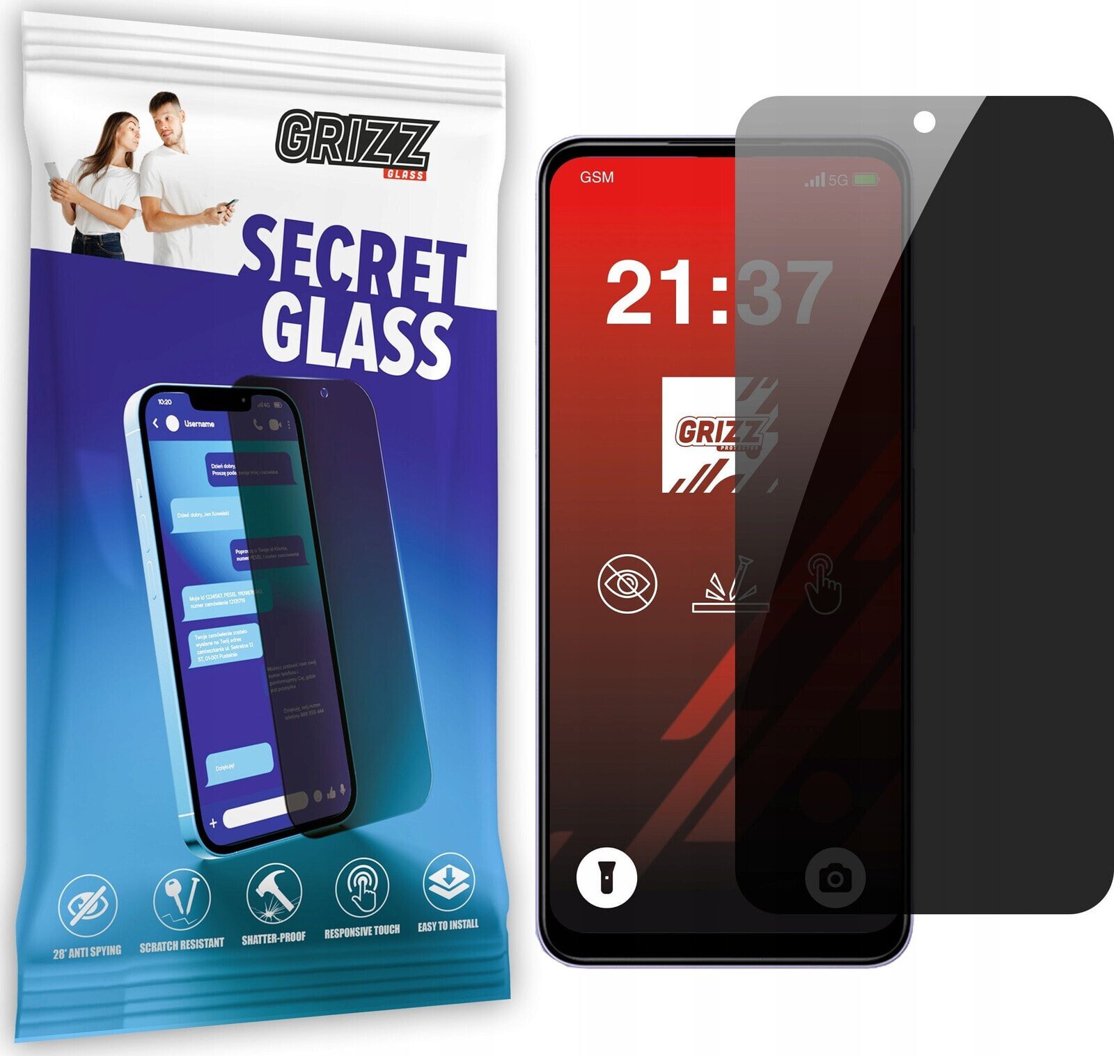 GrizzGlass Szkło prywatyzujące GrizzGlass SecretGlass do Xiaomi Redmi 14R