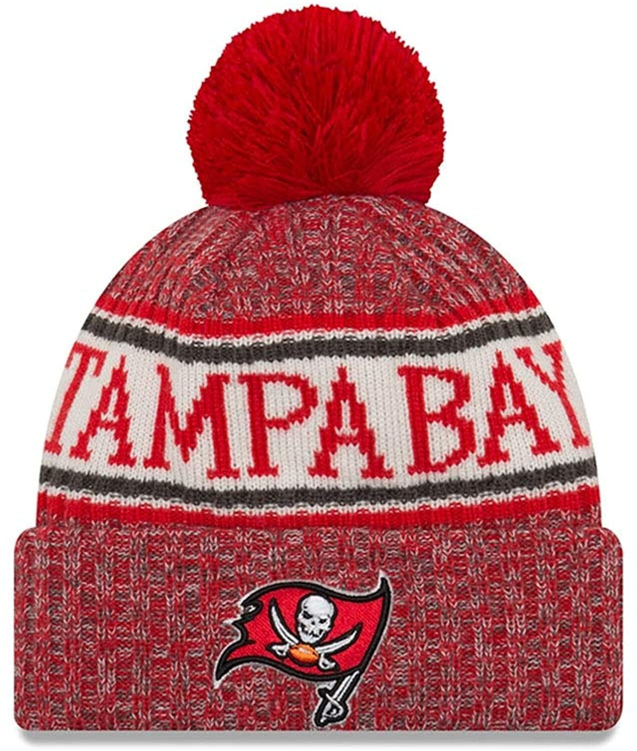 Мужская шапка красная вязаная New Era ONF18 Sport Knit Bobble Hat Tampa Bay Buccaneers Red