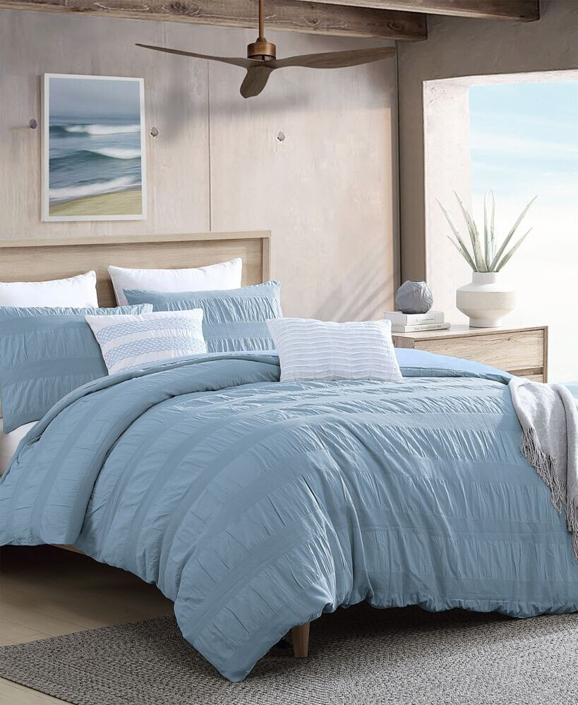 Swift Home lush Moselle Cotton Ruched Waffle Weave 3 Piece Duvet Cover Set, California King