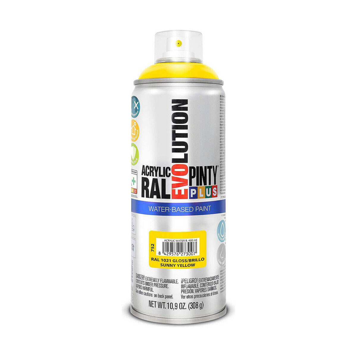 Spray paint Pintyplus Evolution RAL 1021 Water based Sunny Yellow 400 ml