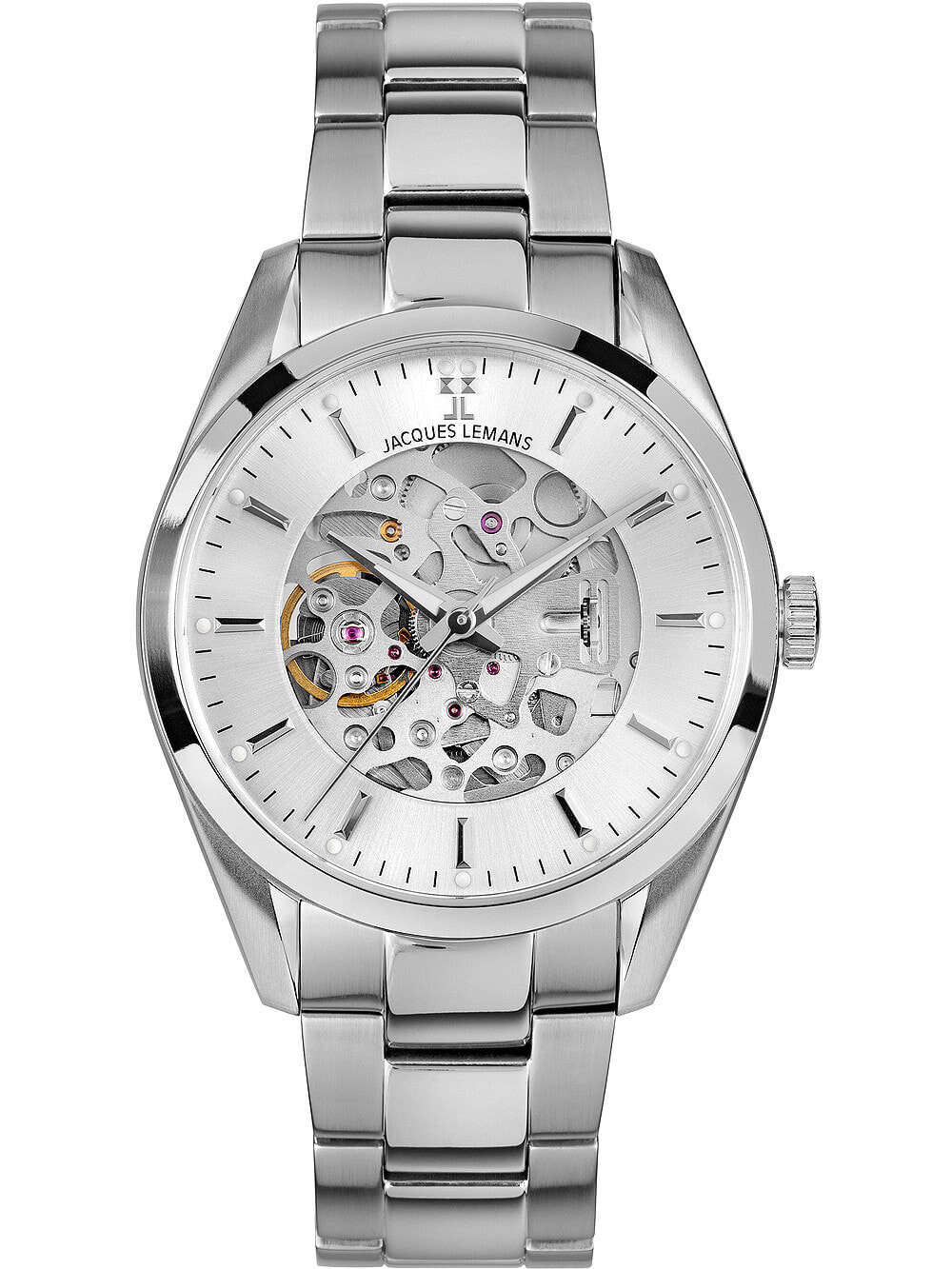 Мужские наручные часы с серебряным браслетом Jacques Lemans 1-2087F Derby automatic 40mm 5ATM