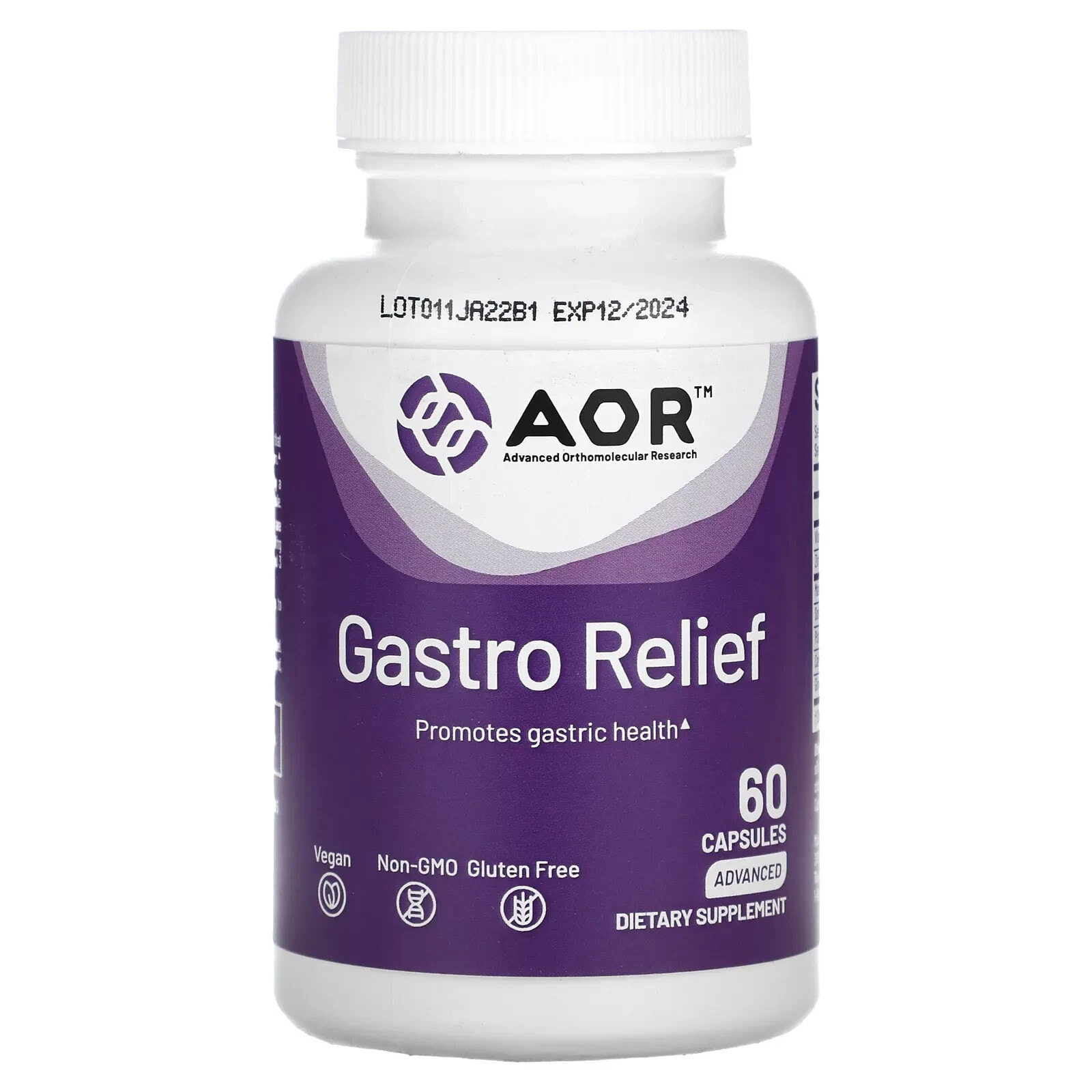 Advanced Orthomolecular Research AOR, Gastro Relief, 60 капсул