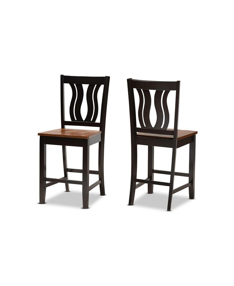 Fenton Modern and Contemporary Transitional Wood Counter Stool Set, 2 Piece