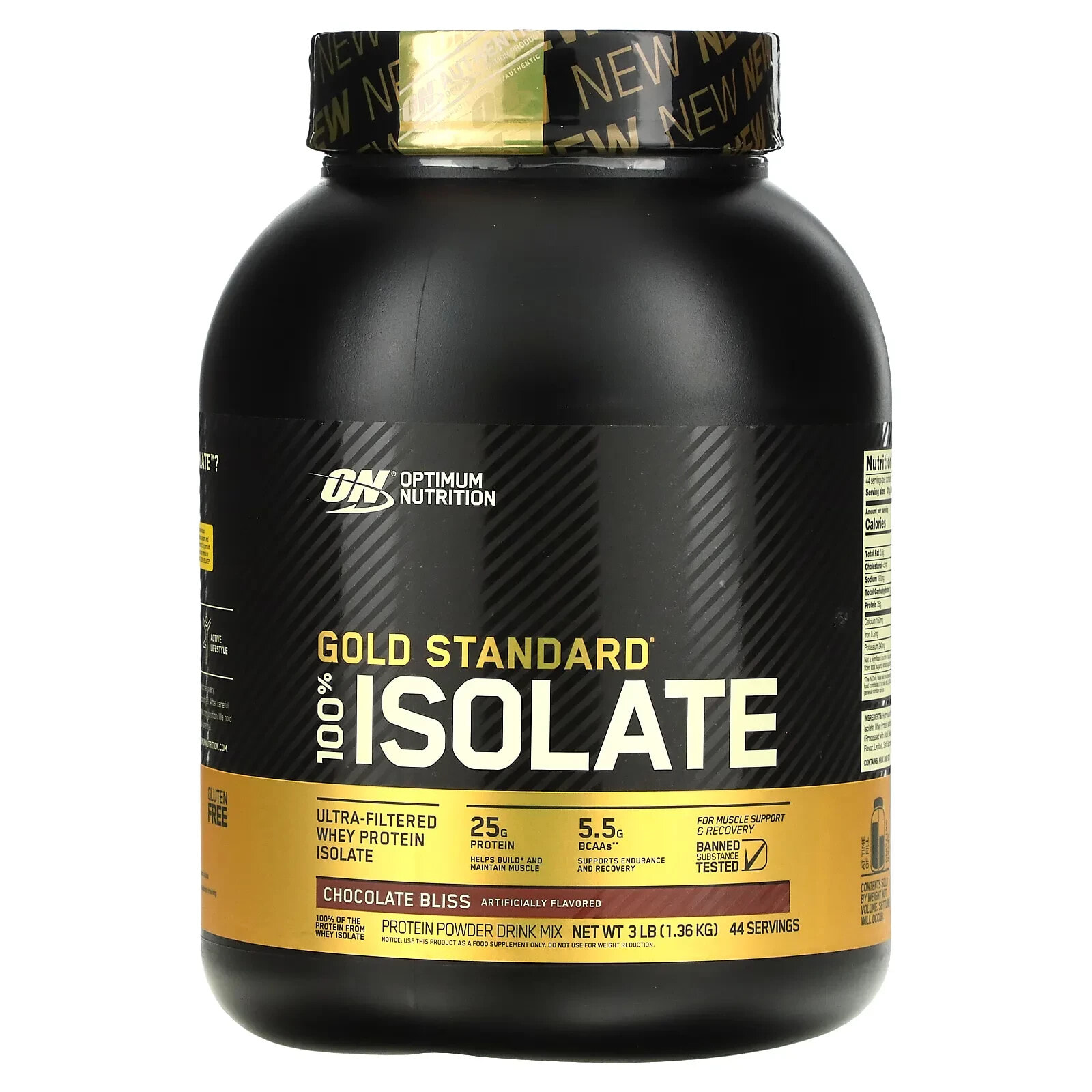 Optimum Nutrition, Gold Standard 100% Isolate, Rich Vanilla, 2.91 lbs (1.32 kg)