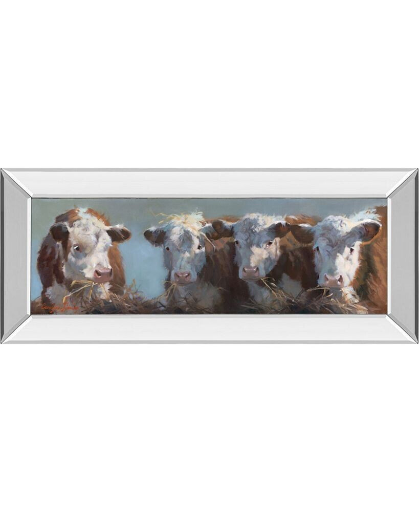 Classy Art little Bull and The Babes by Carolyne Hawley Mirror Framed Print Wall Art - 18