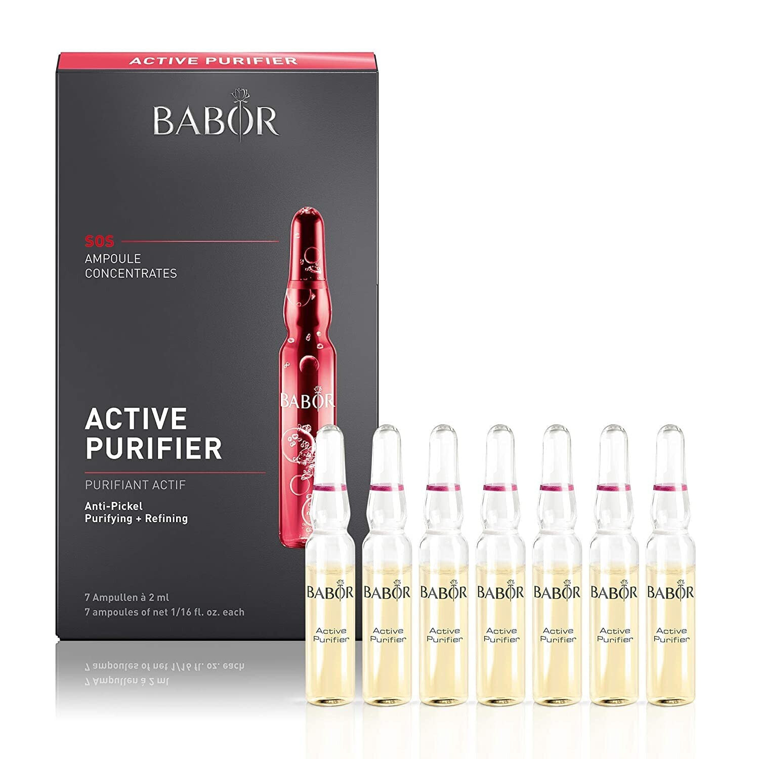 BABOR Active Purifier, Serum Ampullen für das Gesicht, Mit Teebaumöl für reduzierte Unreinheiten, Vegane Formel, Ampoule Concentrates, 7 x 2 ml