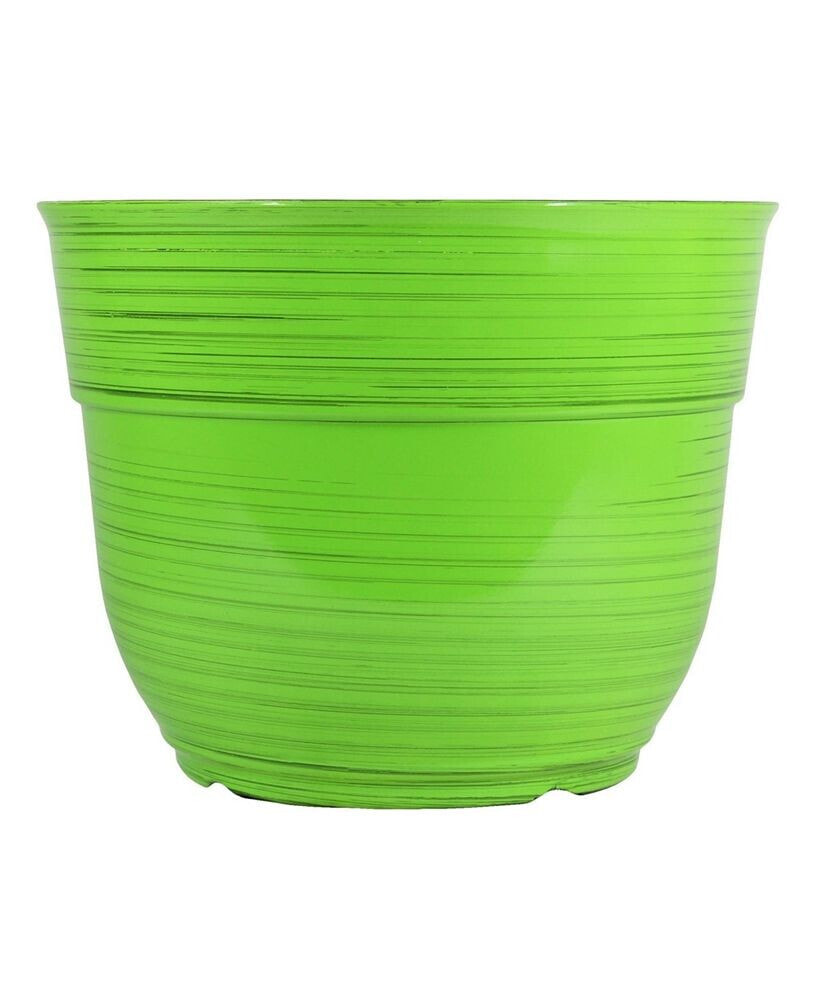 Garden Elements glazed Brushed Happy Large Plastic Planter Bright Green 15 Inches