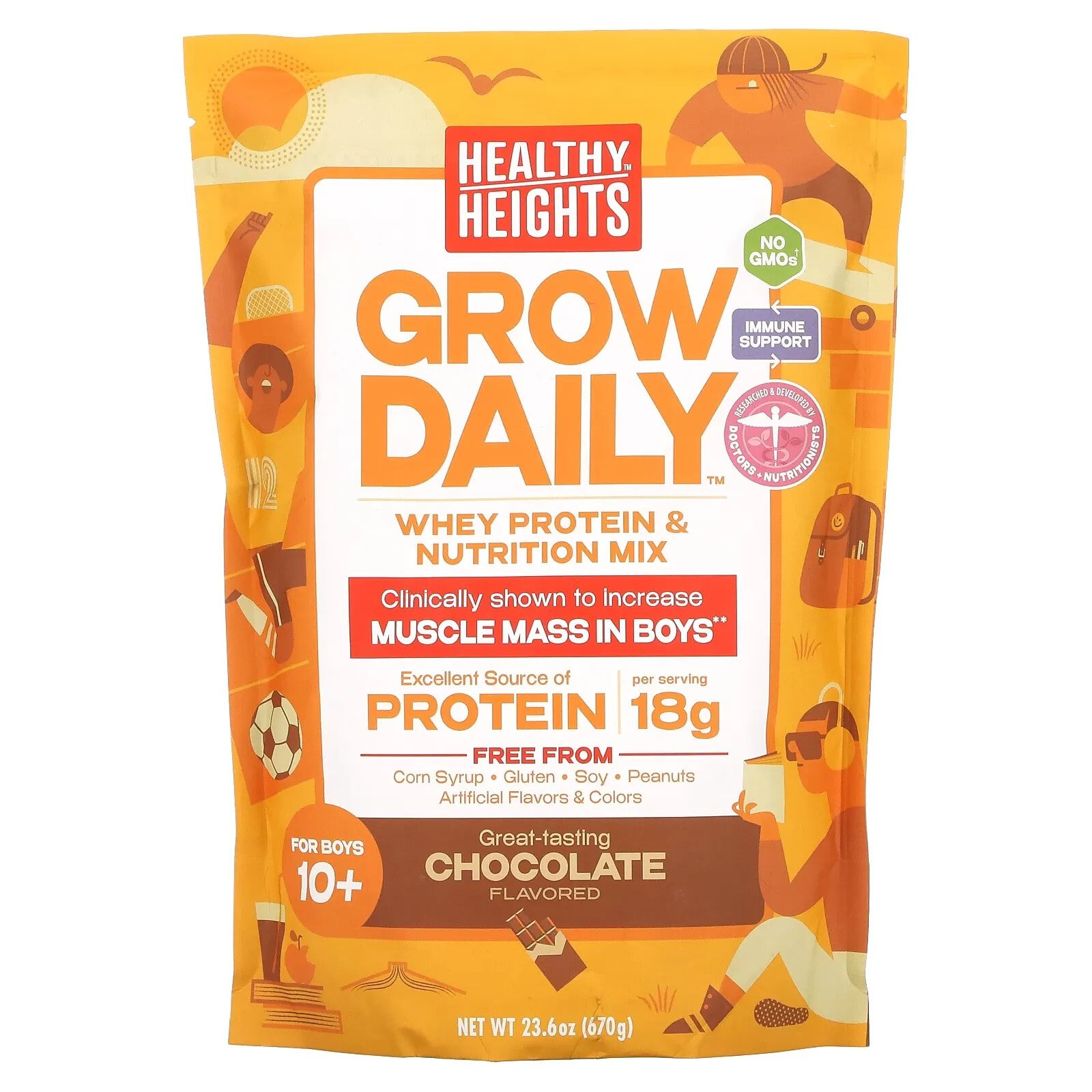 Grow Daily, Whey Protein & Nutrition Mix, For Boys 10+, Chocolate, 23.6 oz (670 g)