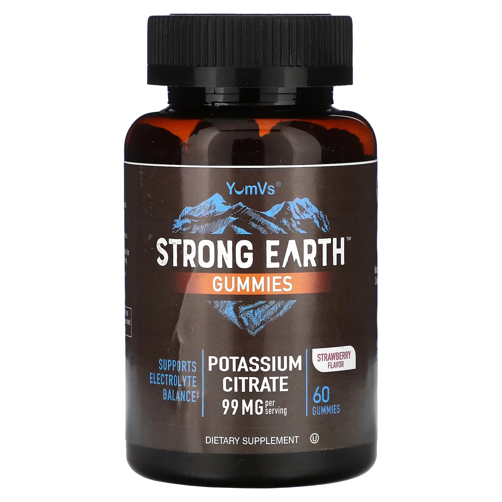 Strong Earth Gummies, Potassium Citrate, Strawberry, 99 mg, 60 Gummies (49.5 mg per Gummy)