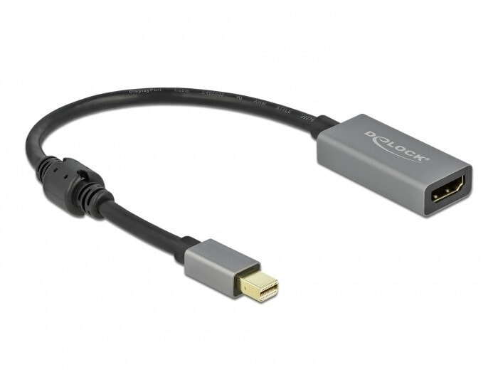 DeLOCK 66570 видео кабель адаптер 0,2 m Mini DisplayPort HDMI Тип A (Стандарт) Черный, Серый