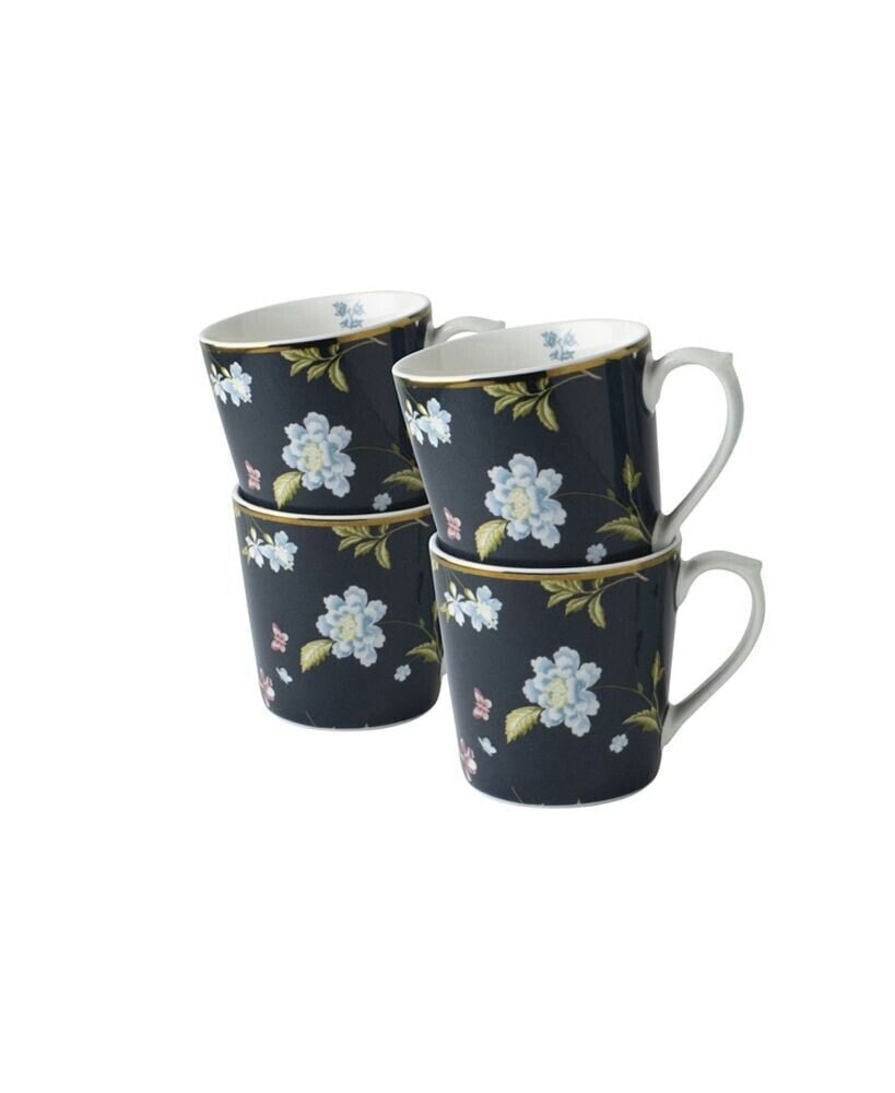 Laura Ashley heritage Collectables 17 Oz Midnight Uni Mugs in Gift Box, Set of 4
