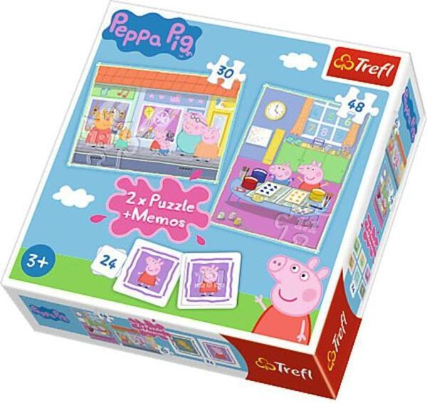 Trefl Puzzle 2w1 + memo Dzień Peppy (90600 TREFL)