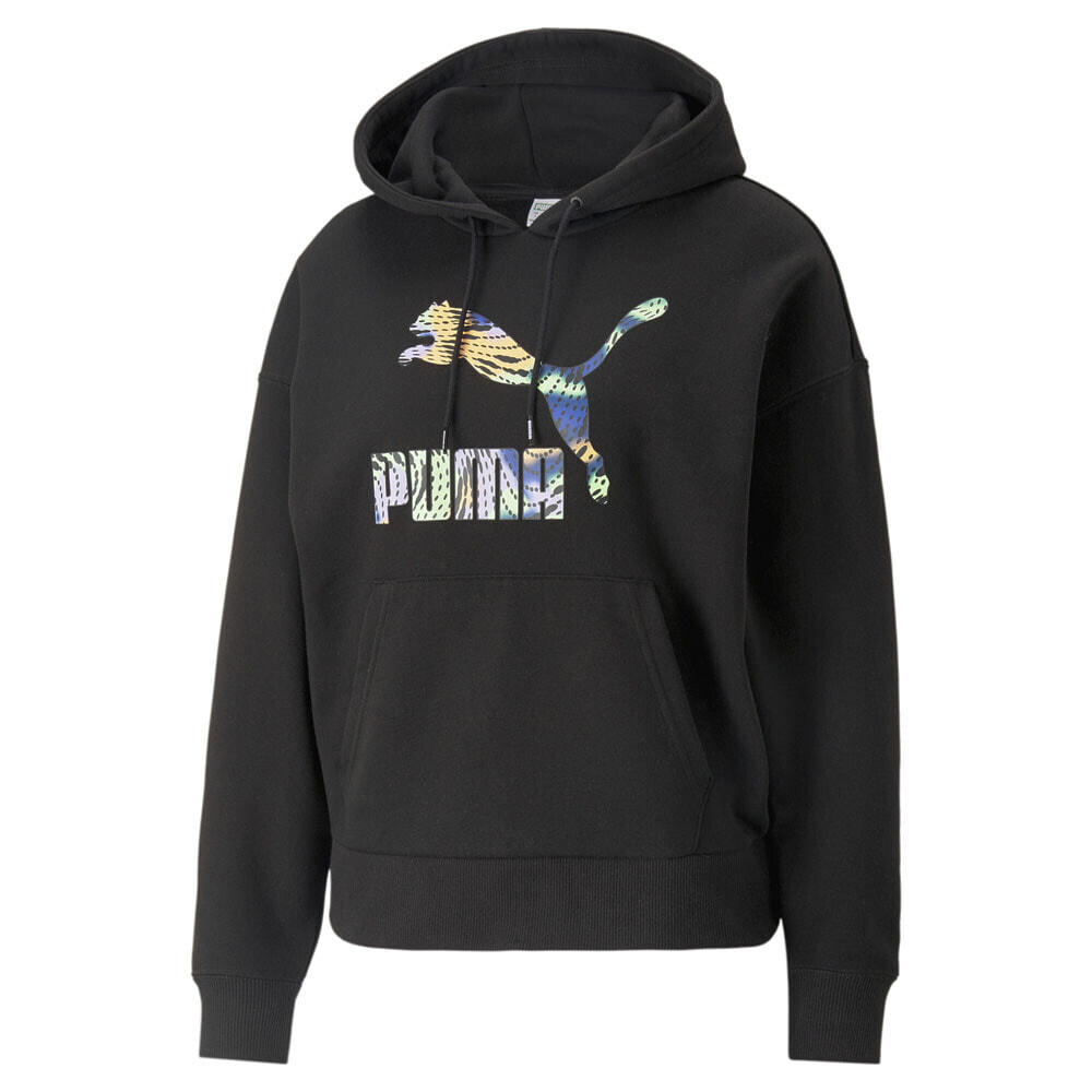 Puma Classics Logo Infill Pullover Hoodie Mens Black Casual Outerwear 53950101